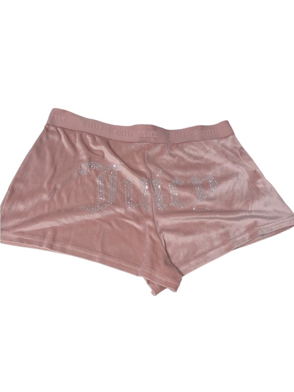 Juicy Couture Shorts Large Bling Logo Soft Velour Velvet Booty Sleepwear Pink